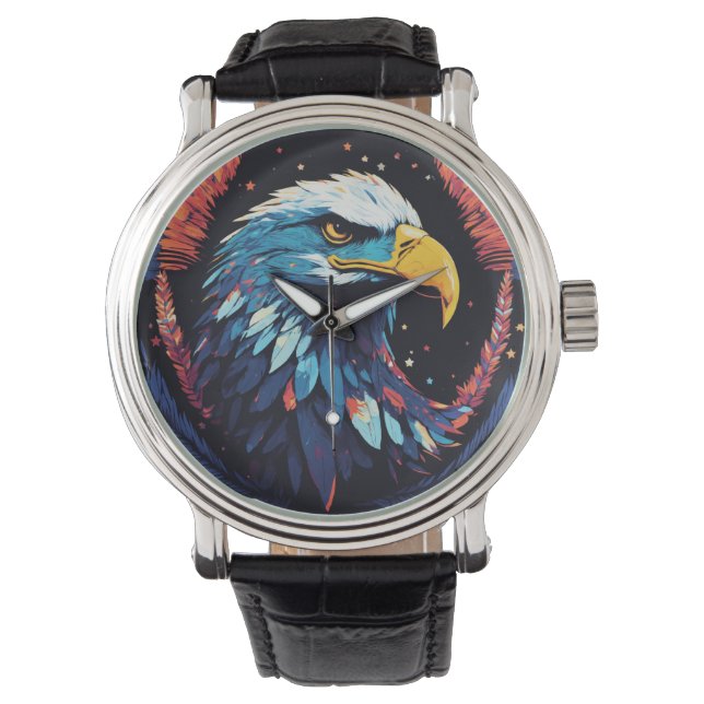 Der Adler ist von einer dezenten Farbmischung umge Armbanduhr (Vorderseite)