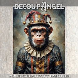 Der Affe entkam aus dem Zirkus - Decoupage - Seidenpapier
