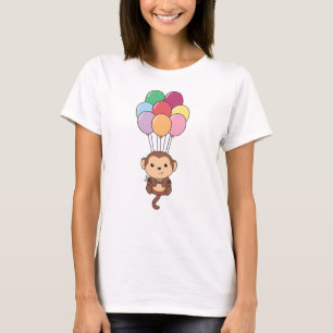 Der Affe fliegt mit farbenfrohen Balloons auf T-Shirt