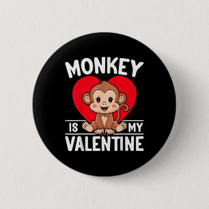 Der Affe ist mein Niedlicher Affe im Valentinherz Button
