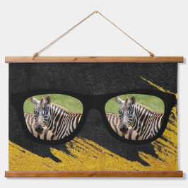 Der afrikanische Löwe jagt das zebra-hanging-Tapes Wandteppich Mit Holzrahmen