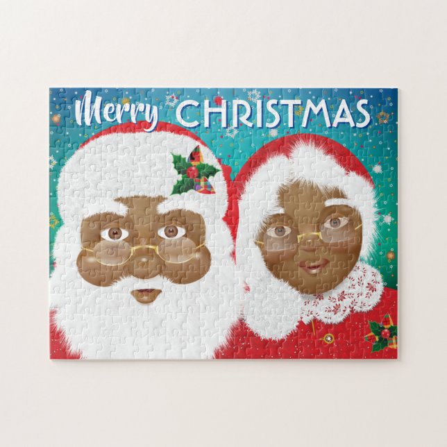 Der afroamerikanische Weihnachtsmann und Frau Clau (Horizontal)