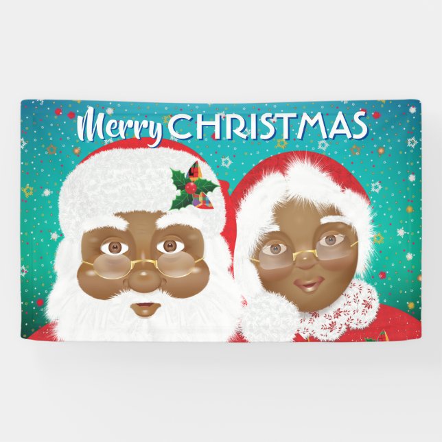 Der afroamerikanische Weihnachtsmann und Frau Clau Banner (Horizontal)