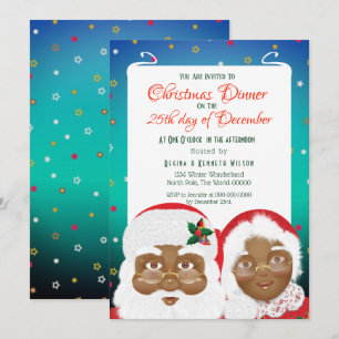 Der afroamerikanische Weihnachtsmann und Frau Clau Einladung