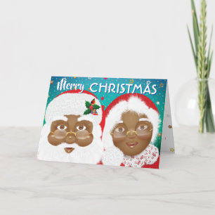 Der afroamerikanische Weihnachtsmann und Frau Clau Karte