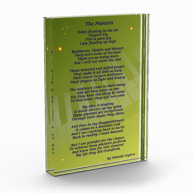 Der Akrylblock der Pianisten Fotoblock (Links)