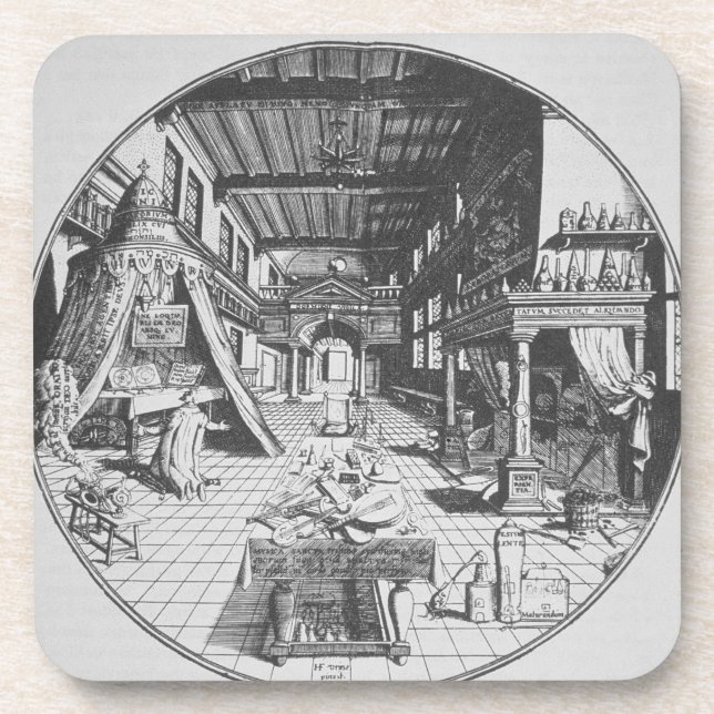 Der Alchemist in seinem Labor, von 'Amphitheatr Untersetzer (Vorderseite)