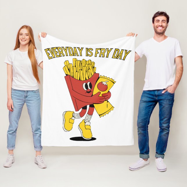 Der Alltag ist der Frittestag. Fleecedecke (Beispiel)