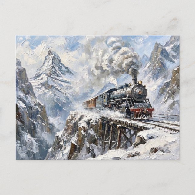 Der Alpine Express-Dampfzug Winterberg Kunst Postkarte (Vorderseite)