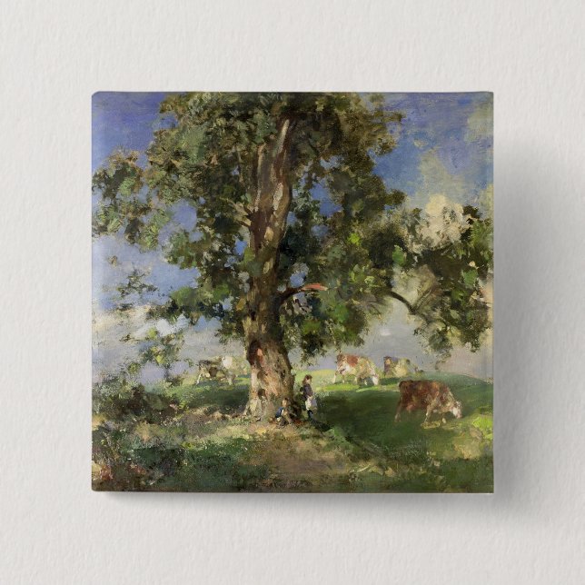 Der alte Aschen-Baum (Öl auf Leinwand) Button (Vorderseite)