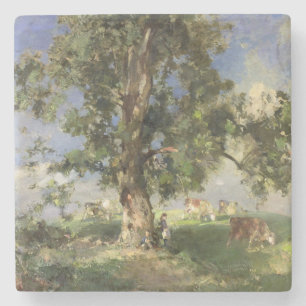 Der alte Aschen-Baum (Öl auf Leinwand) Steinuntersetzer