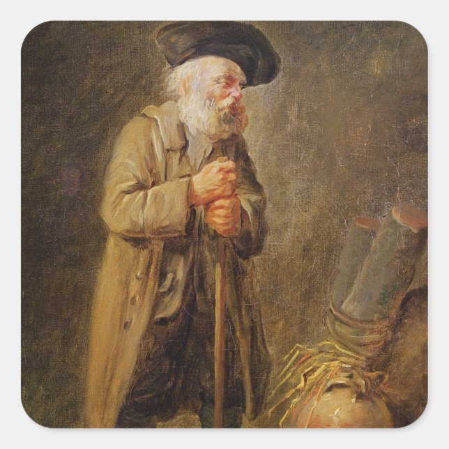 Der alte Beggar Quadratischer Aufkleber (Vorderseite)