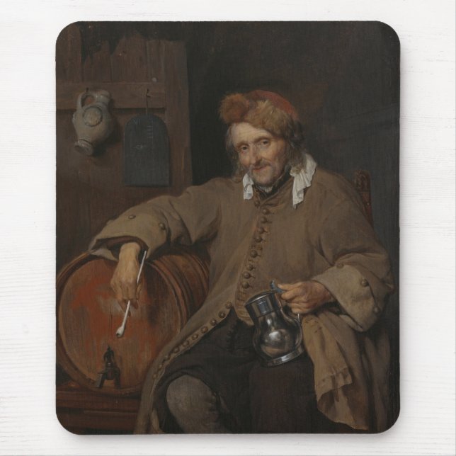 Der alte Drinker (von Gabriel Metsu) Mousepad (Vorne)