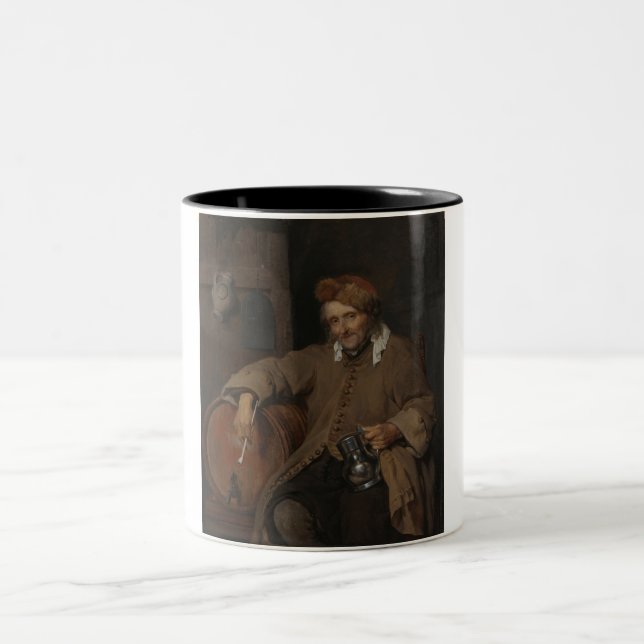 Der alte Drinker (von Gabriel Metsu) Zweifarbige Tasse (Mittel)