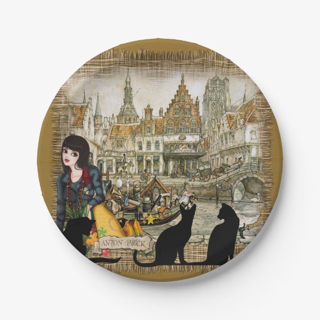 Der alte Hafen von Amsterdam Pappteller (Vorderseite)