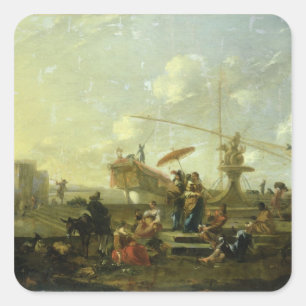 Der alte Hafen von Genua Quadratischer Aufkleber