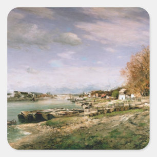 Der alte Kai in Bercy, Paris, 1880 Quadratischer Aufkleber