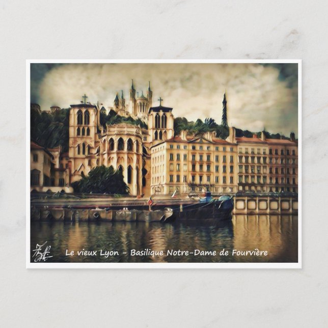 Der alte Lyon - Basilika Notre-Dame Postkarte (Vorderseite)
