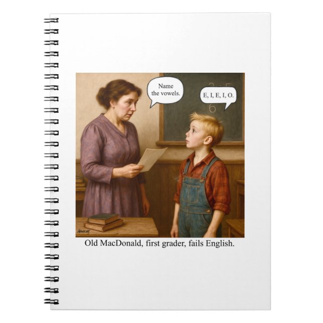 Der alte MacDonald, der Erste, versage Englisch. Notizblock (Vorderseite)