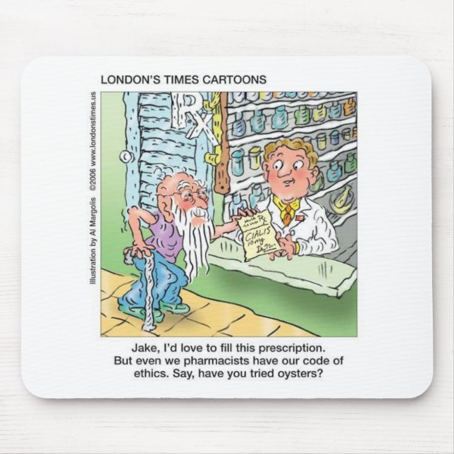 Der alte Mann und die Apotheke Funny Offbeat Carto Mousepad (Vorne)