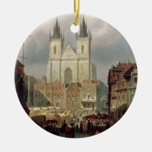Der alte Marktplatz in Prag, 1881 (Öl auf canva Keramikornament (Vorne)