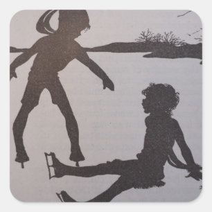 Der alte Teich - Silhouette Quadratischer Aufkleber