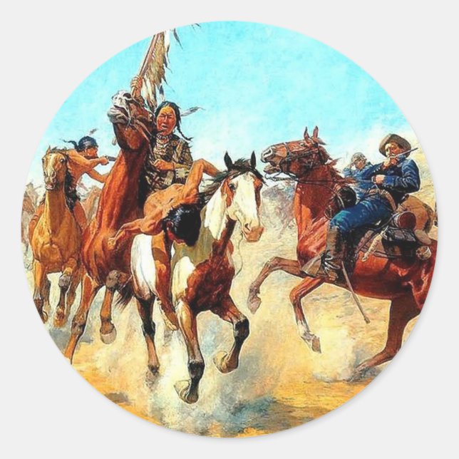 Der alte Westen Runder Aufkleber (Vorderseite)