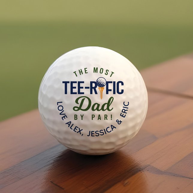 Der am meisten mit T-Shirt gespielte Vater mit Par Golfball (The Most Tee-Rific Dad By Par Fun Personalized Golf Balls)