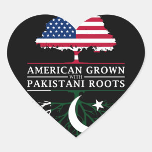 Der Amerikaner, der mit Pakistaner gewachsen wird, Herz-Aufkleber