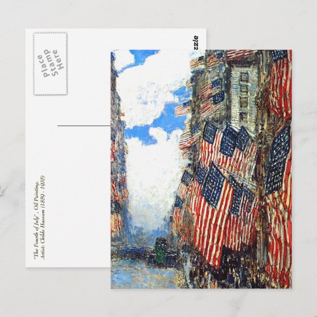 "Der Amerikanische Unabhängigkeitstag" von Childe  Postkarte (Vorne/Hinten)