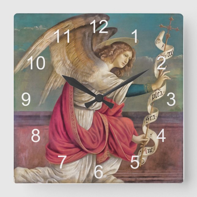 Der Angel Gabriel Quadratische Wanduhr (Vorderseite)