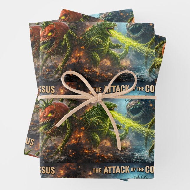 Der Angriff der Colossus-Mutantengemüse-Flachwrap Geschenkpapier Set (Beispiel)