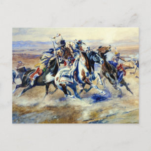 "Der Angriff von Charles M Russell Postkarte