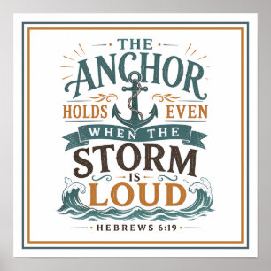 Der Anker hält durch Sturm Christian Zitat Poster