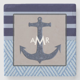 Der Anker-u. die Marine-blaue Streifen des Steinuntersetzer