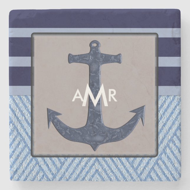 Der Anker-u. die Marine-blaue Streifen des Steinuntersetzer (Vorderseite)