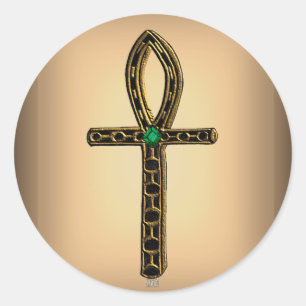 Der Ankh (Gold) Runder Aufkleber