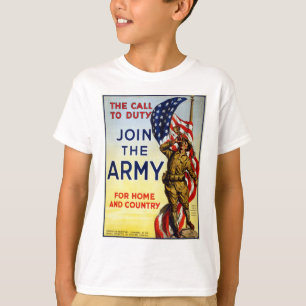 Der Anruf zur Aufgabe - verbinden Sie das Plakat T-Shirt