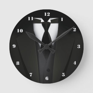 Der Anzugs-Wand-Uhr der Männer elegante schwarze Runde Wanduhr