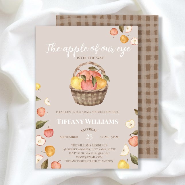 Der Apfel unserer Augenkorb fallen Baby Dusche Einladung (The apple of our eye autumn fall baby shower rustic invitation )