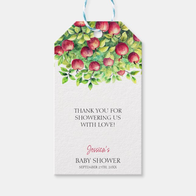Der Apfel unserer Baby-Dusche aus dem Auge Ernteda Geschenkanhänger (Vorderseite)