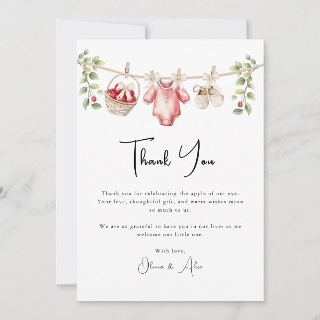 Der Apfel unserer Baby-Dusche Danke (Vorderseite)