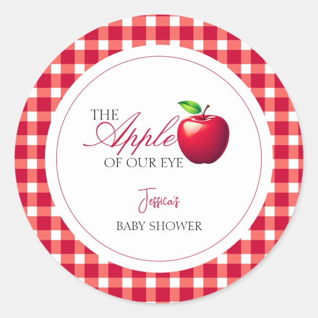 Der Apfel unserer Babydusche im Augenfall Runder Aufkleber (Vorderseite)