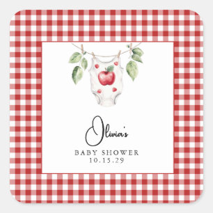 Der Apfel unserer Babydusche Quadratischer Aufkleber