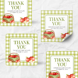 Der Apfel unserer Babydusche Quadratischer Aufkleber