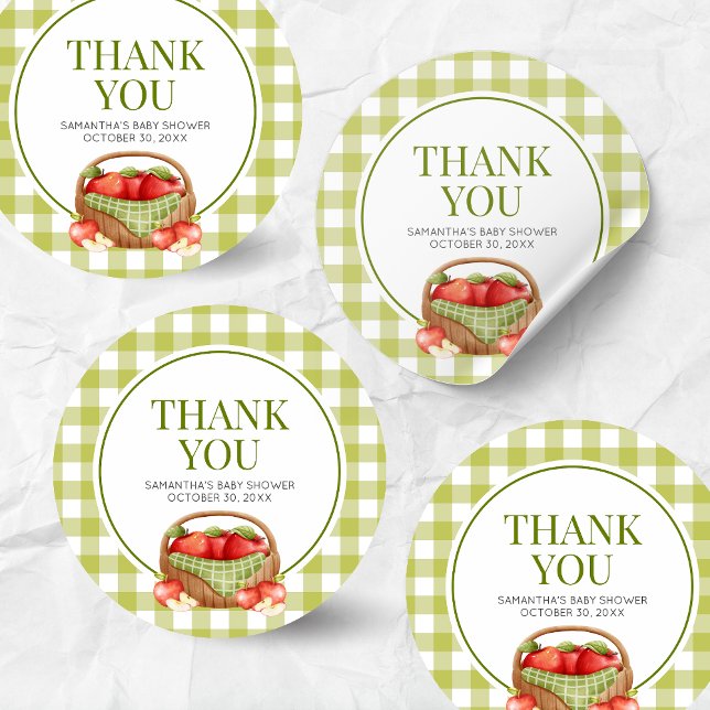 Der Apfel unserer Babydusche Runder Aufkleber (Apple of Our Eye Fall Baby Shower Sticker)