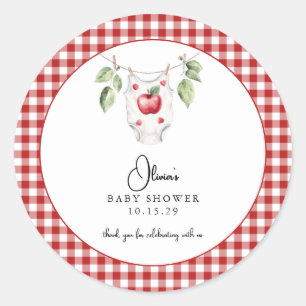 Der Apfel unserer Eye Baby Dusche Danke Runder Aufkleber