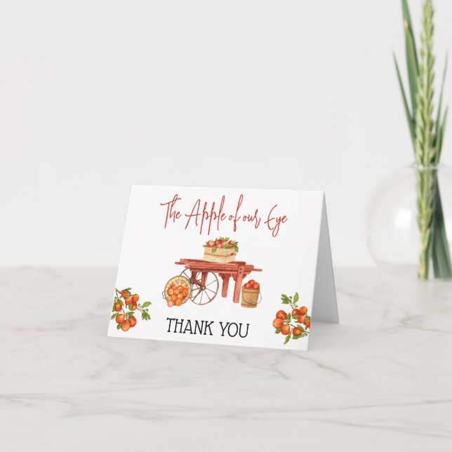 Der Apfel unseres Auges! Apple Baby Dusche Dankeskarte (Vorderseite)