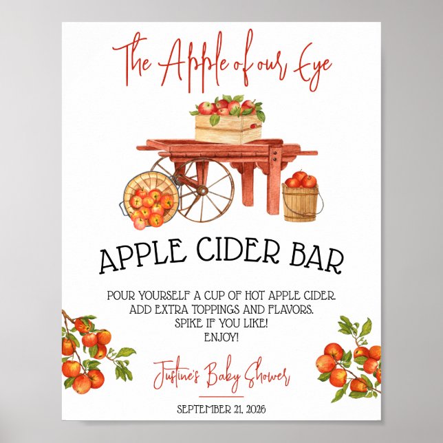 Der Apfel unseres Auges! Apple Baby Shower Cider B Poster (Vorne)