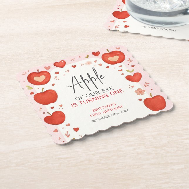 Der Apfel unseres Auges fällt als Geburtstag Untersetzer (angewinkelt)